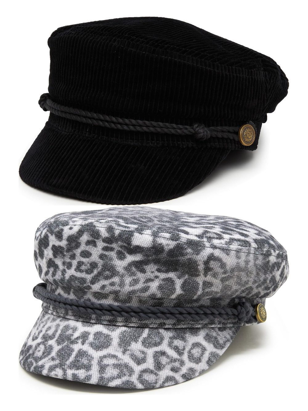 Greek Fisherman Newsboy Cap, Cotton Captains Bakerboy | Black, Gray | Size OS